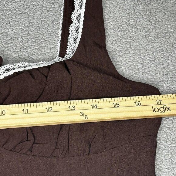 Sienna Sky Tank Top Womens L Brown Babydoll Coquette Milkmaid Lace Trim Grunge - Picture 6 of 7